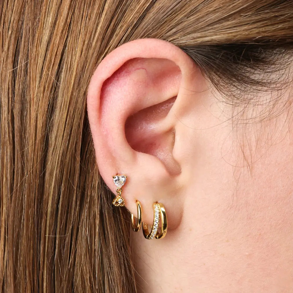 Illusion Duo Pave Hoop Earrings