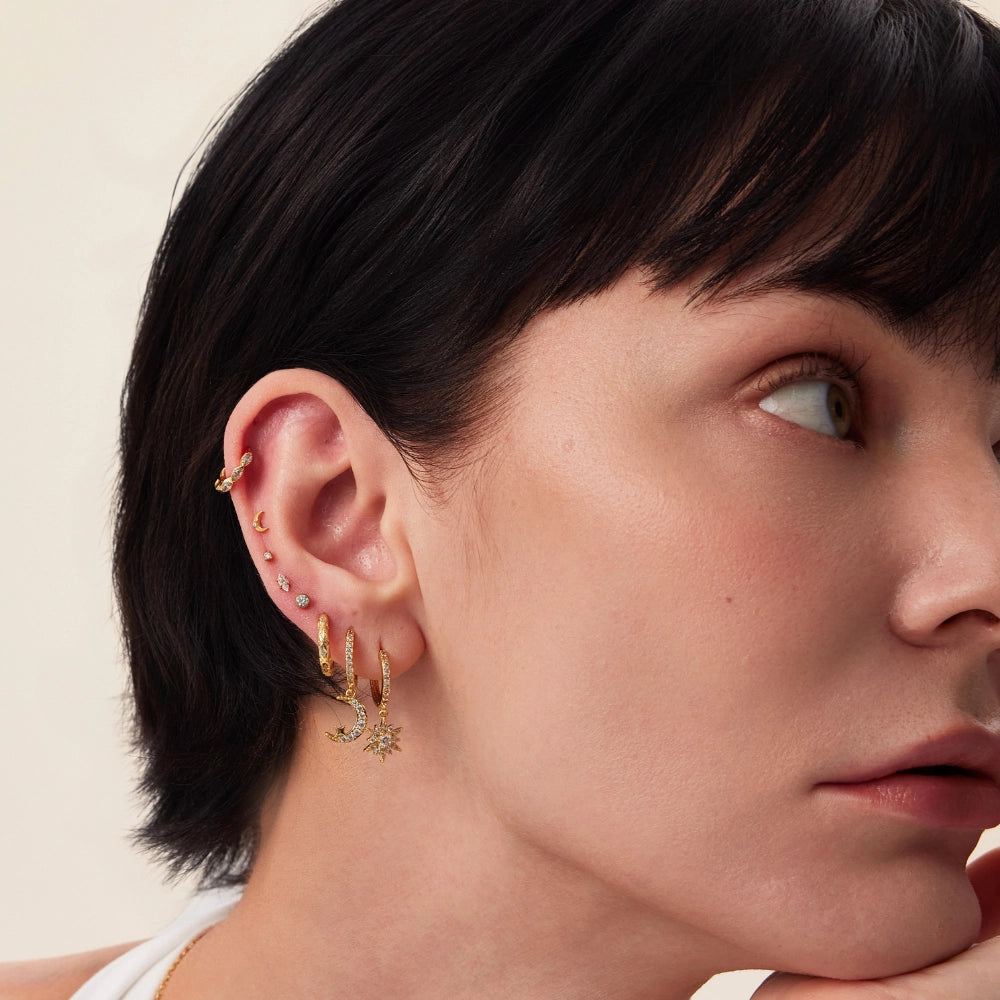 Titanium Amyra Super Mini Diamond Moon Stud