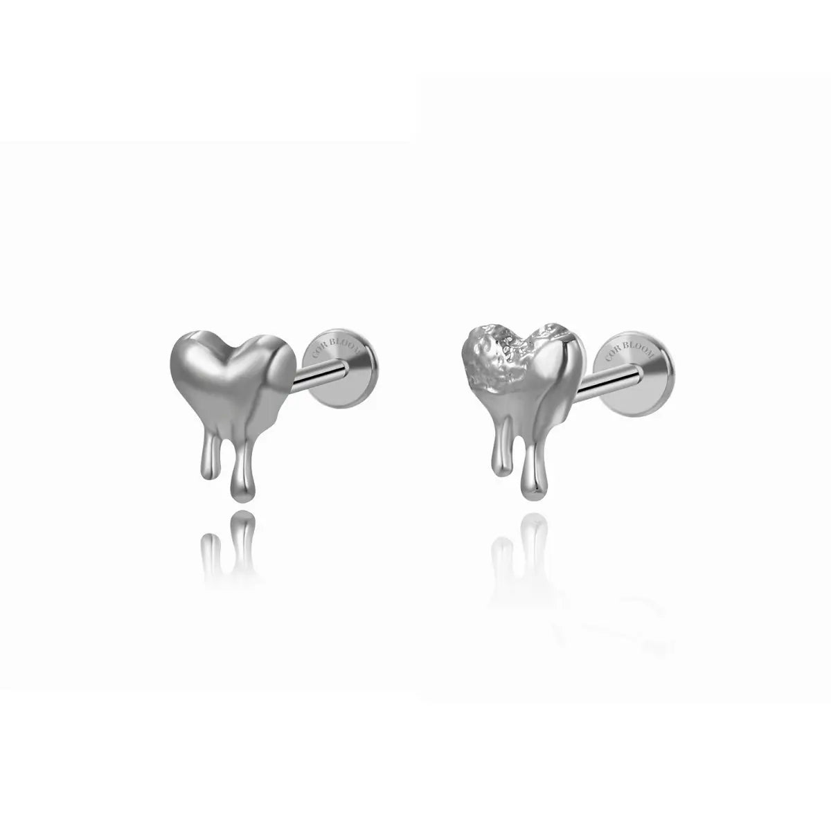 Titanium Dripping Heart Flat Back Stud