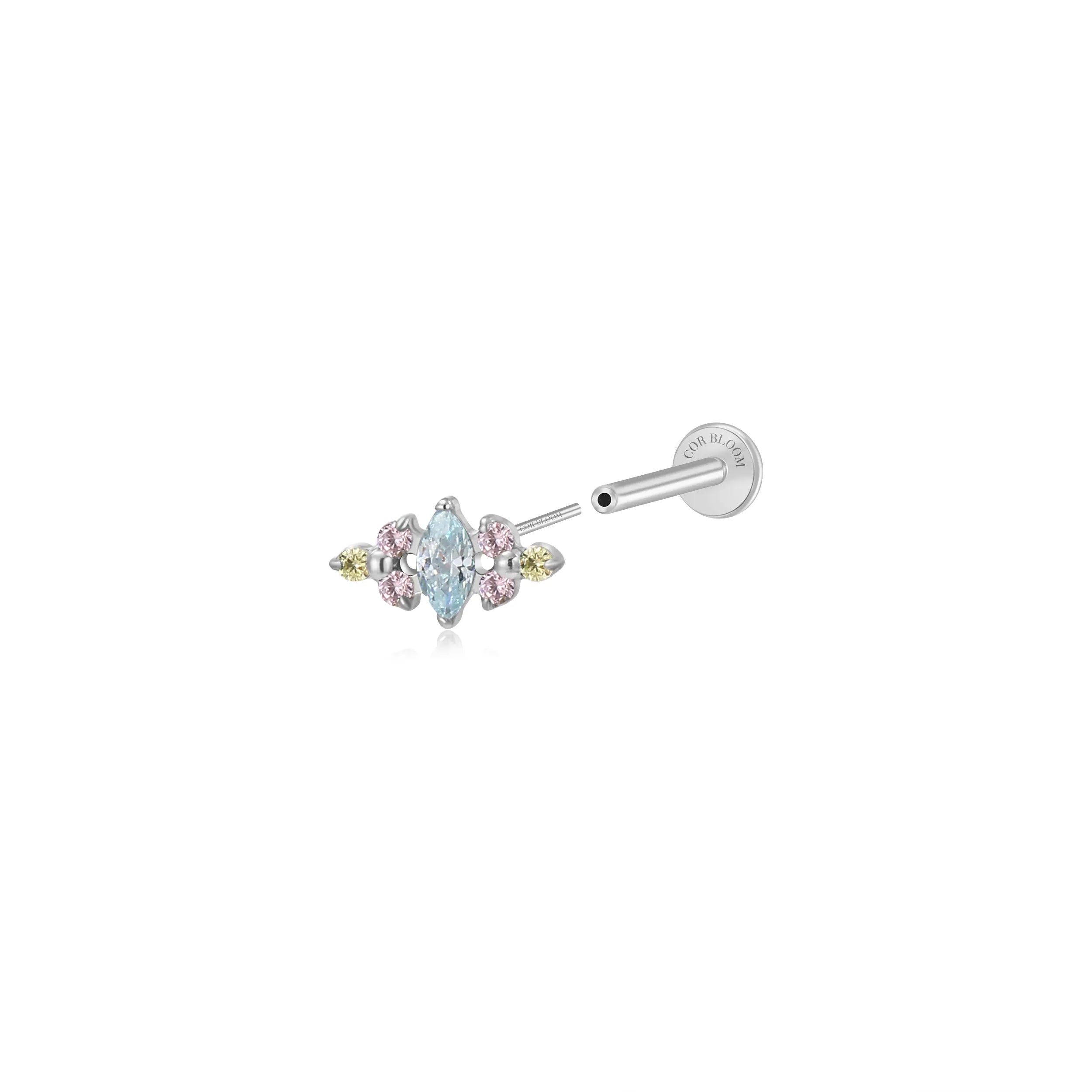 Titanium Aniyah Marquise Aquamarine Crown Flat Back Stud