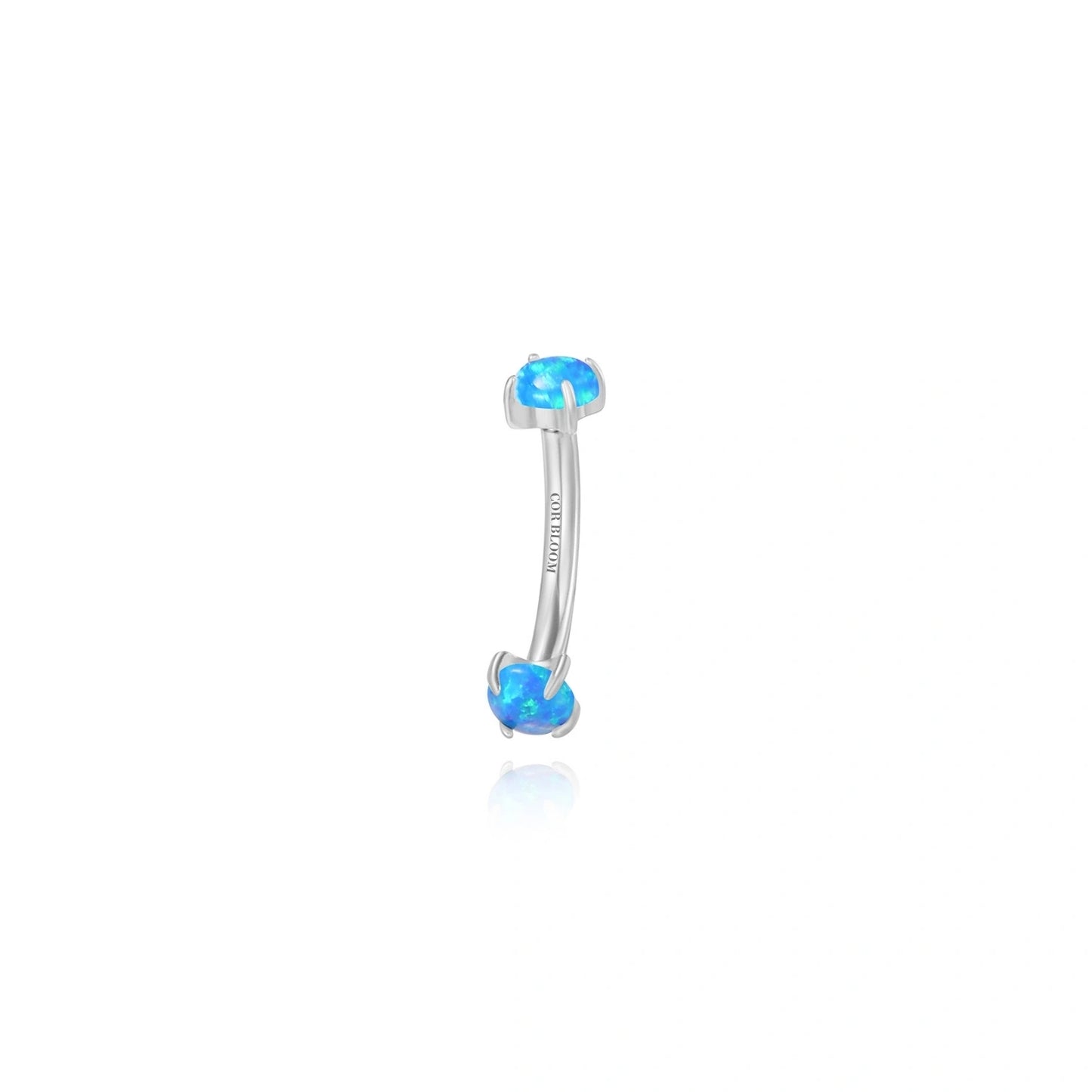 Titanium Double-Sided Ocean Blue Opal Curved Barbell