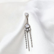 Titanium Tyche Dangling Gemstone Belly Ring