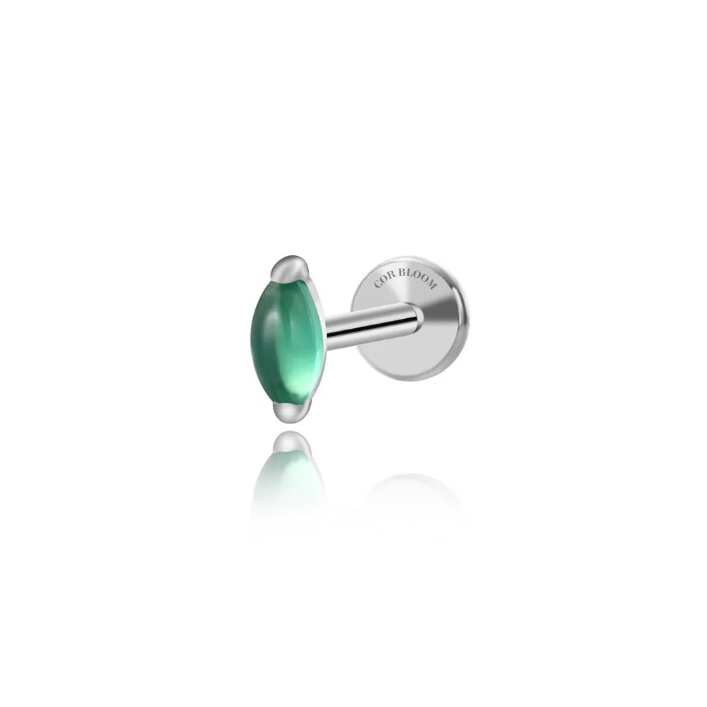 Titanium Mini Green Jade Marquise Piercing Stud