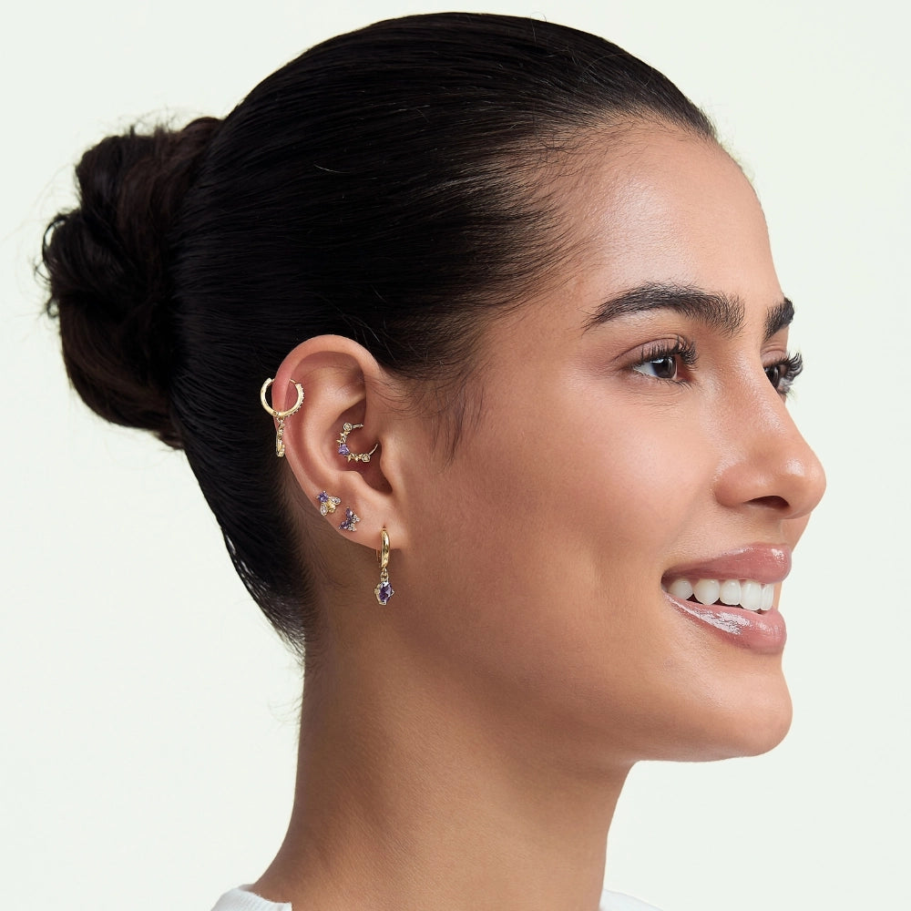 Spring Garden Bee Flat Back Stud – Lavender Bee