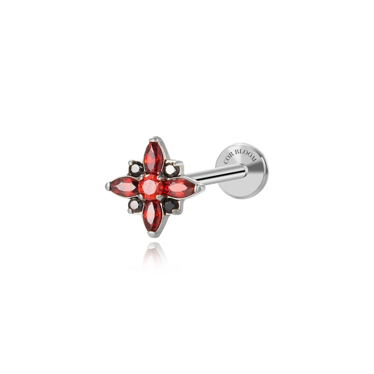 Titanium Midnight Rose Flat Back Stud