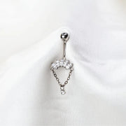 Titanium Dangling 5-Petal Marquise Crown Belly Ring