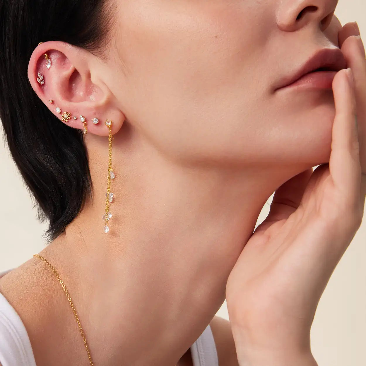 Titanium 4-Petal Diamond Leaf Flat Back Stud