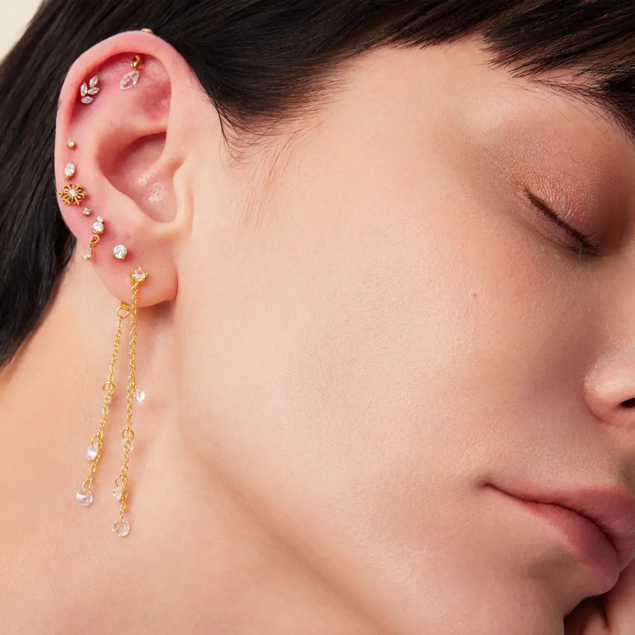 Titanium Small Crystal Marquise Flat Back Stud