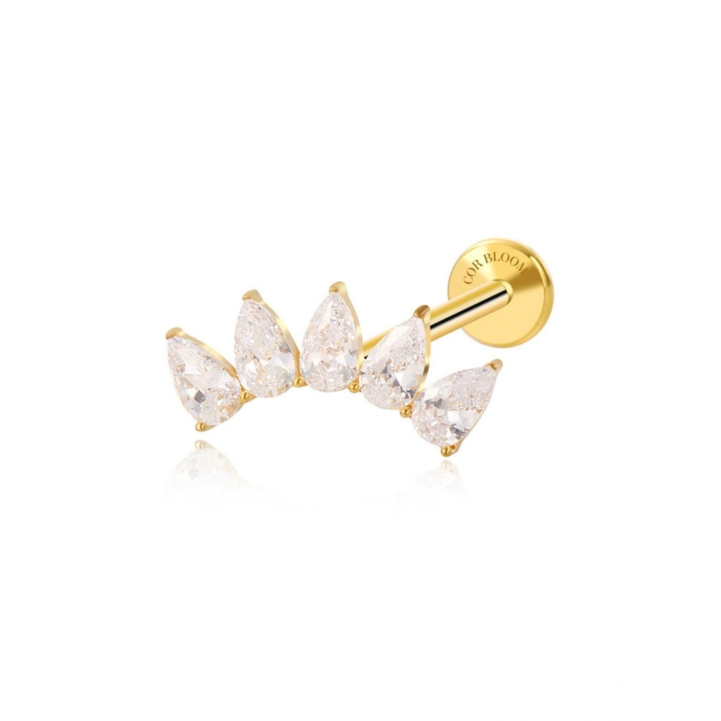 Titanium Harmonia Five Pear-Cut Diamond Crown Stud