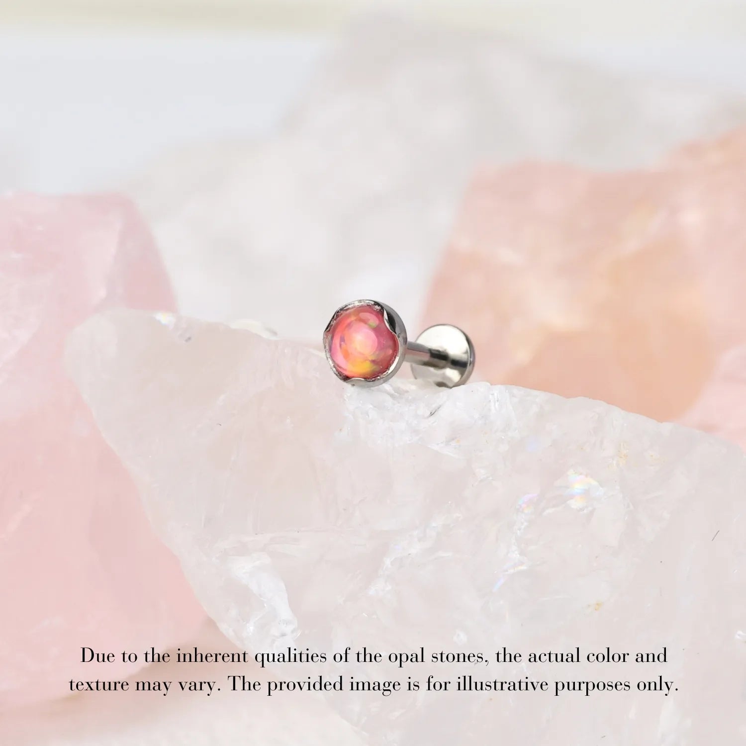 Titanium Ripe Cherry Ruby Aurora Opal Piercing Stud