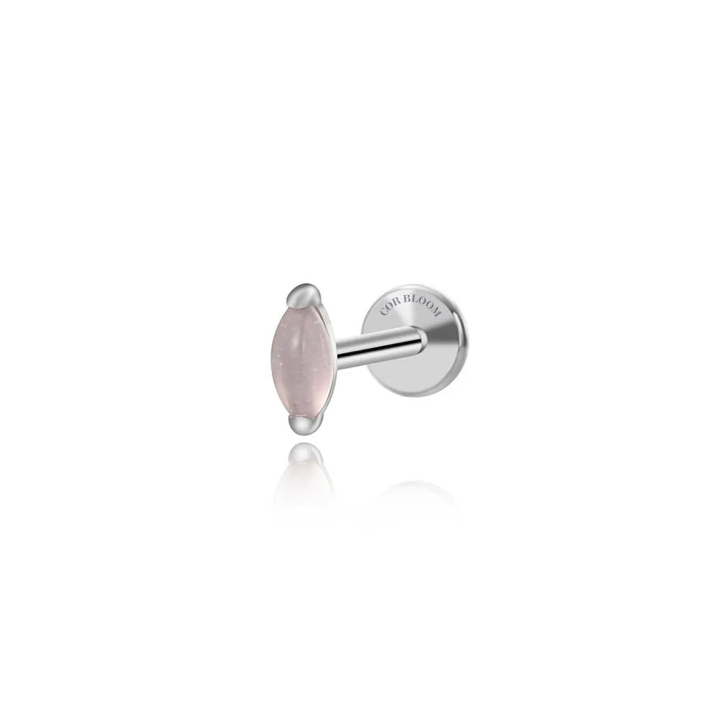 Titanium Mini Rose Quartz Marquise Piercing Stud