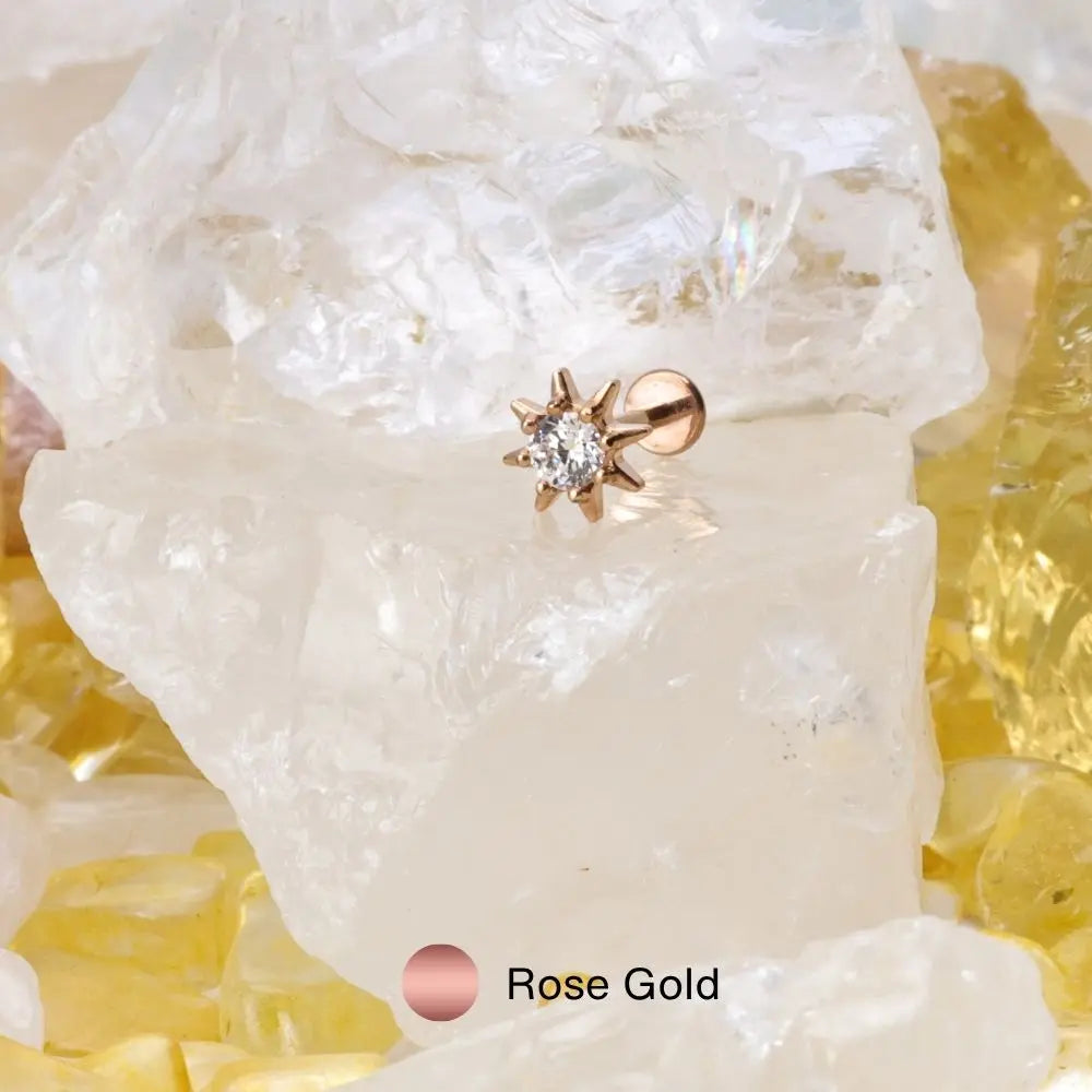 Aeliana Glowing Sun Flat Back Piercing Stud