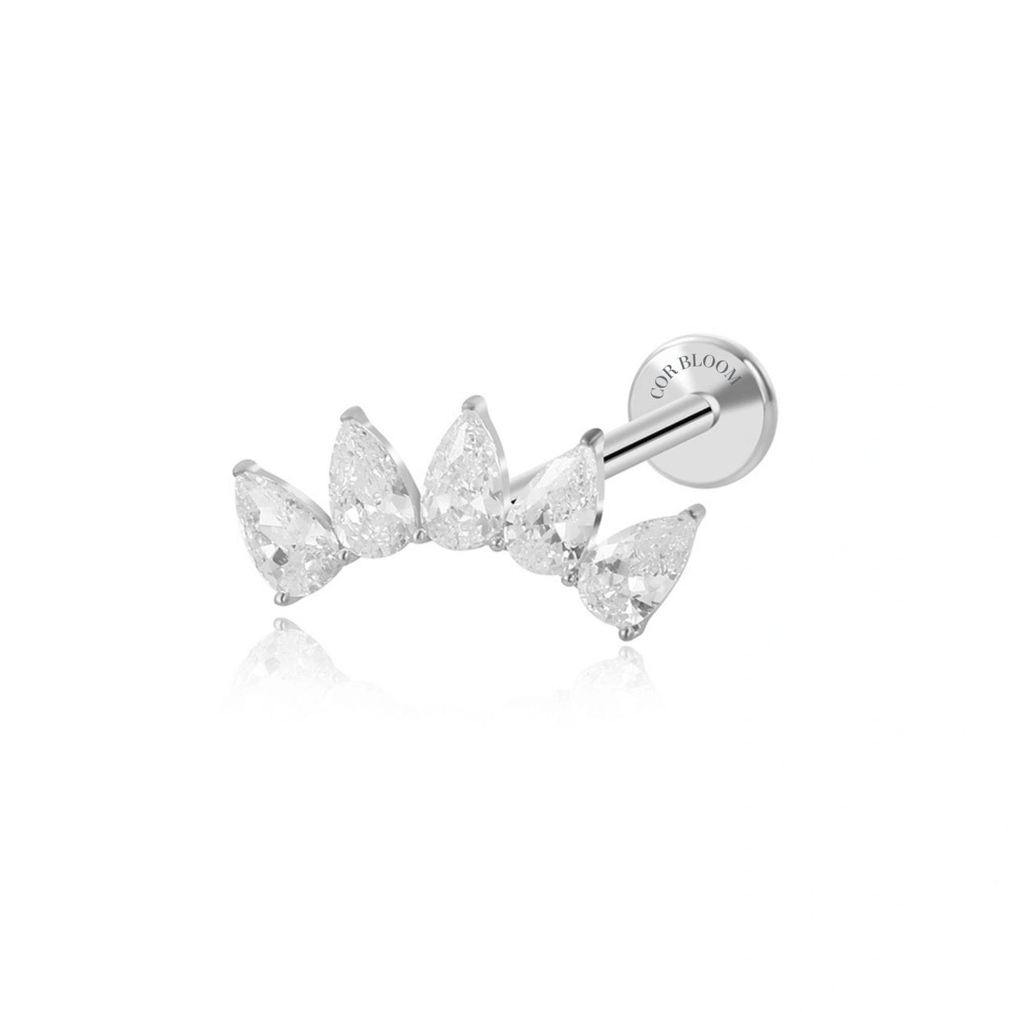 Titanium Harmonia Five Pear-Cut Diamond Crown Stud