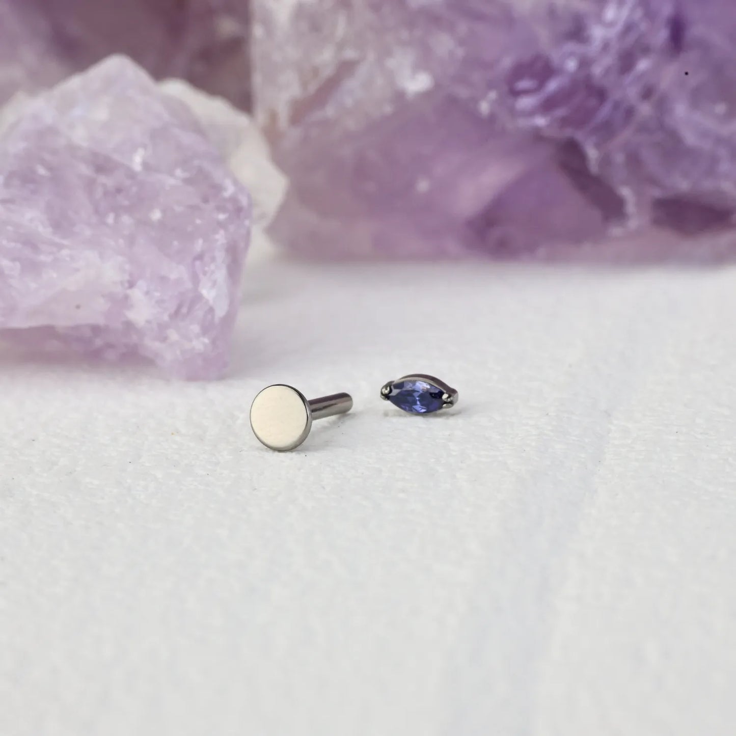 Titanium Elynn Tanzanite Marquise Flat Back Stud