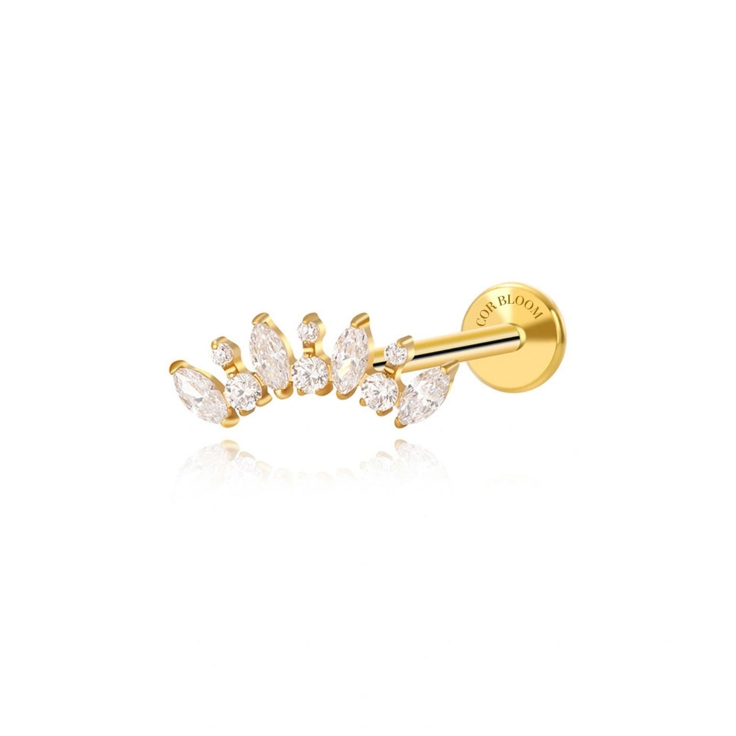 Titanium Eliora Crystal Crown Flat Back Stud