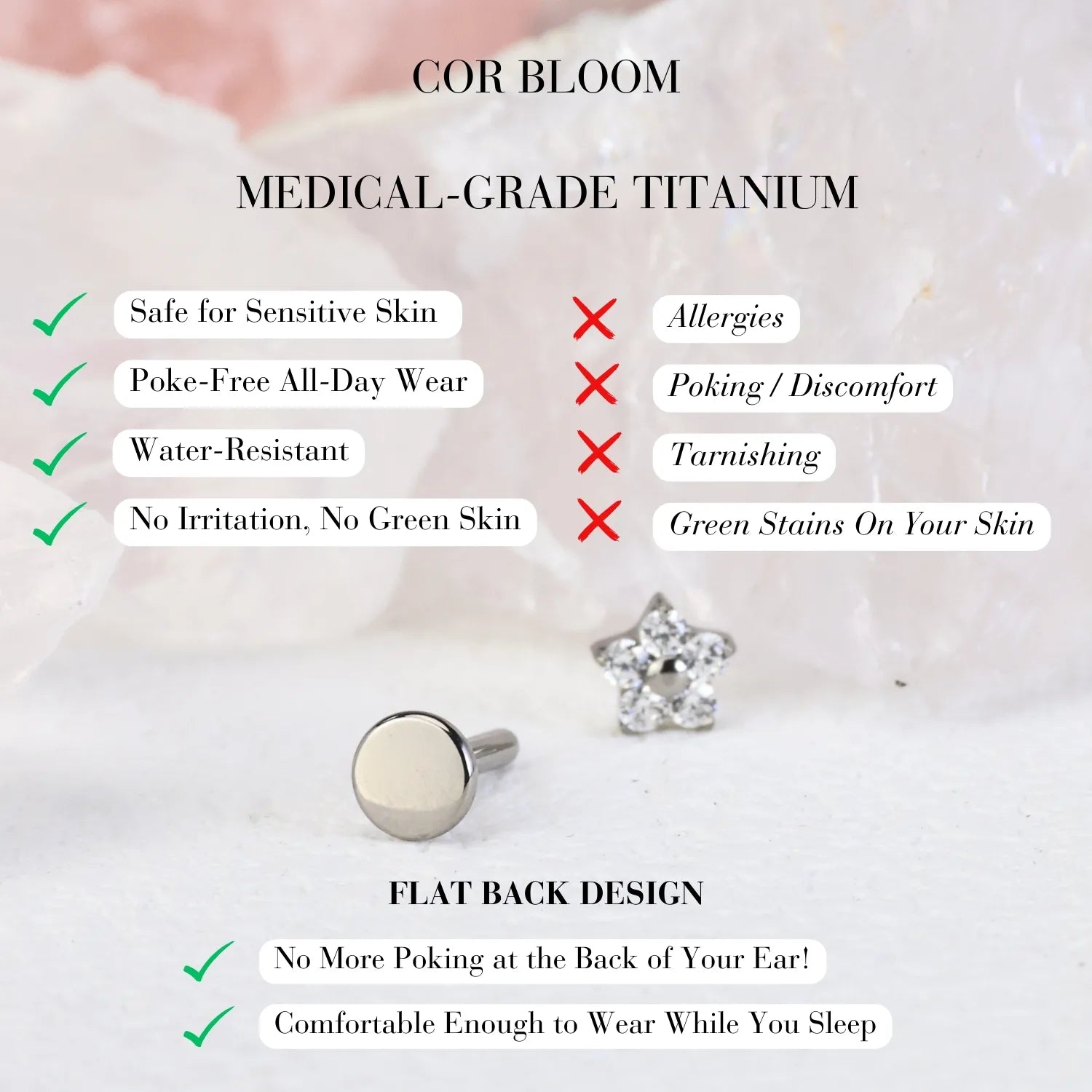 Titanium Dainty Little Diamond Flower Piercing Stud