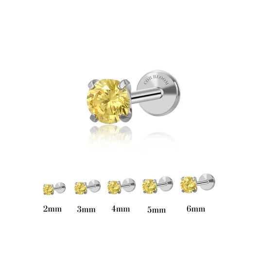 Titanium Multisize Yellow Topaz Piercing Earring
