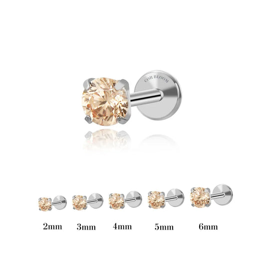 Titanium Multisize Champagne Gemstone Piercing Earring