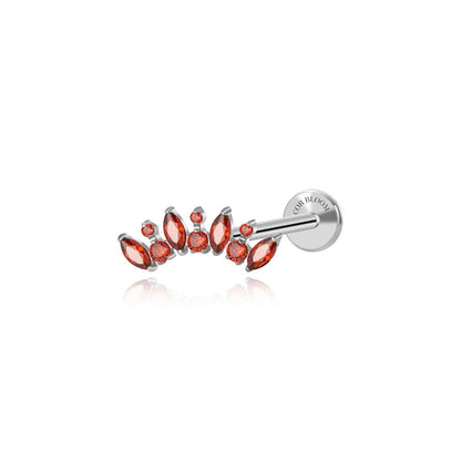 Titanium Eliora Red Garnet Crown Flat Back Stud