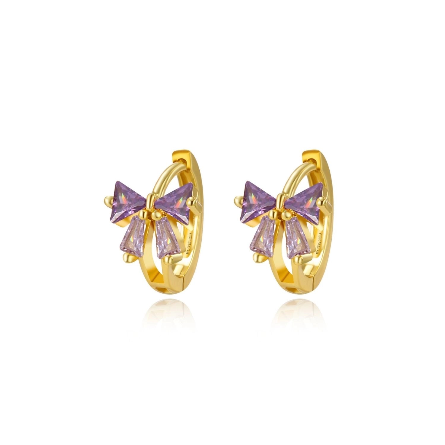Yelena Amethyst Bow Hoop Earrings