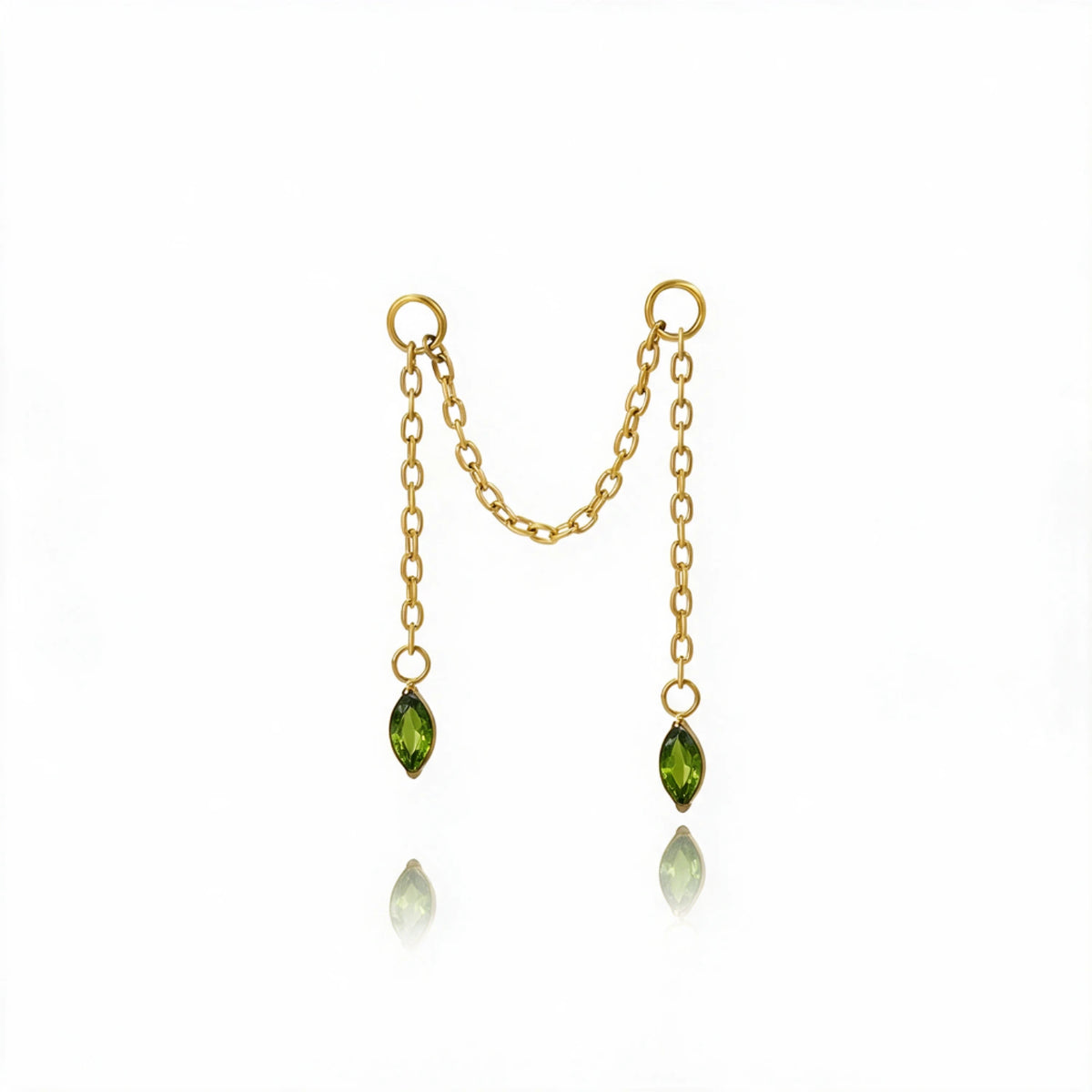 Titanium Holly Duo Marquise Cartilage Chain - Peridot