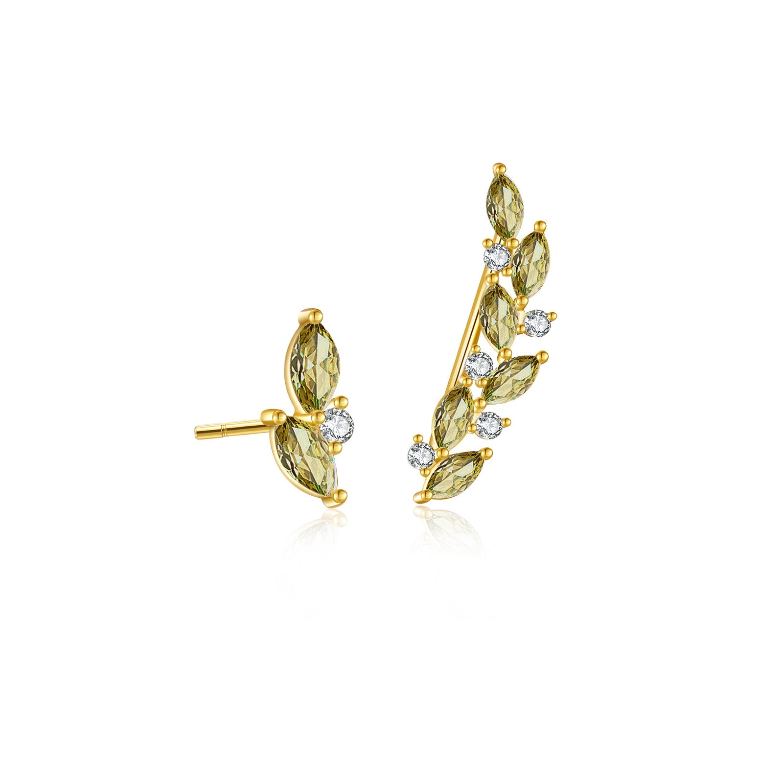 Asymmetrical Climbing Leaf Stud Earrings