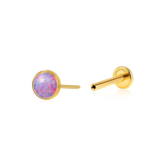 Titanium Violet Flame Opal Push Pin Piercing Stud