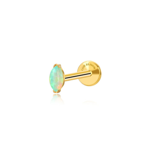 Titanium Green Opal Marquise Flat Back Stud