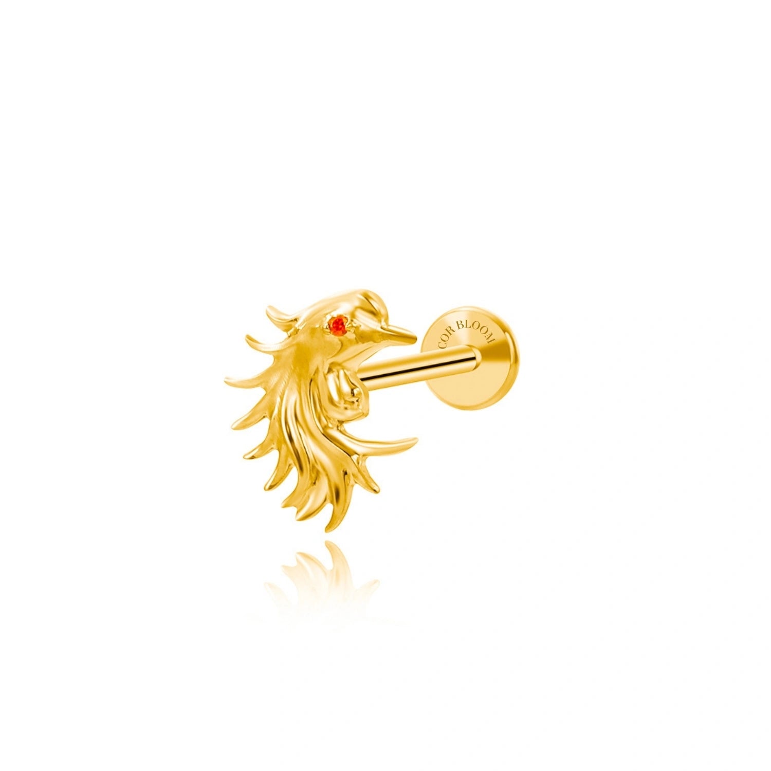 Titanium Fiery Phoenix Piercing Stud