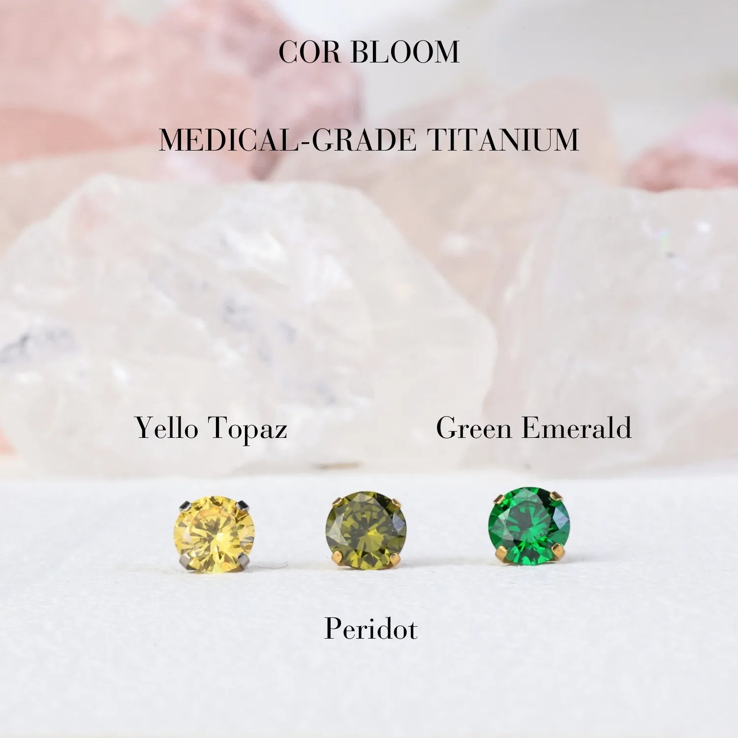 Titanium Multisize Yellow Topaz Stud (Push Pin)