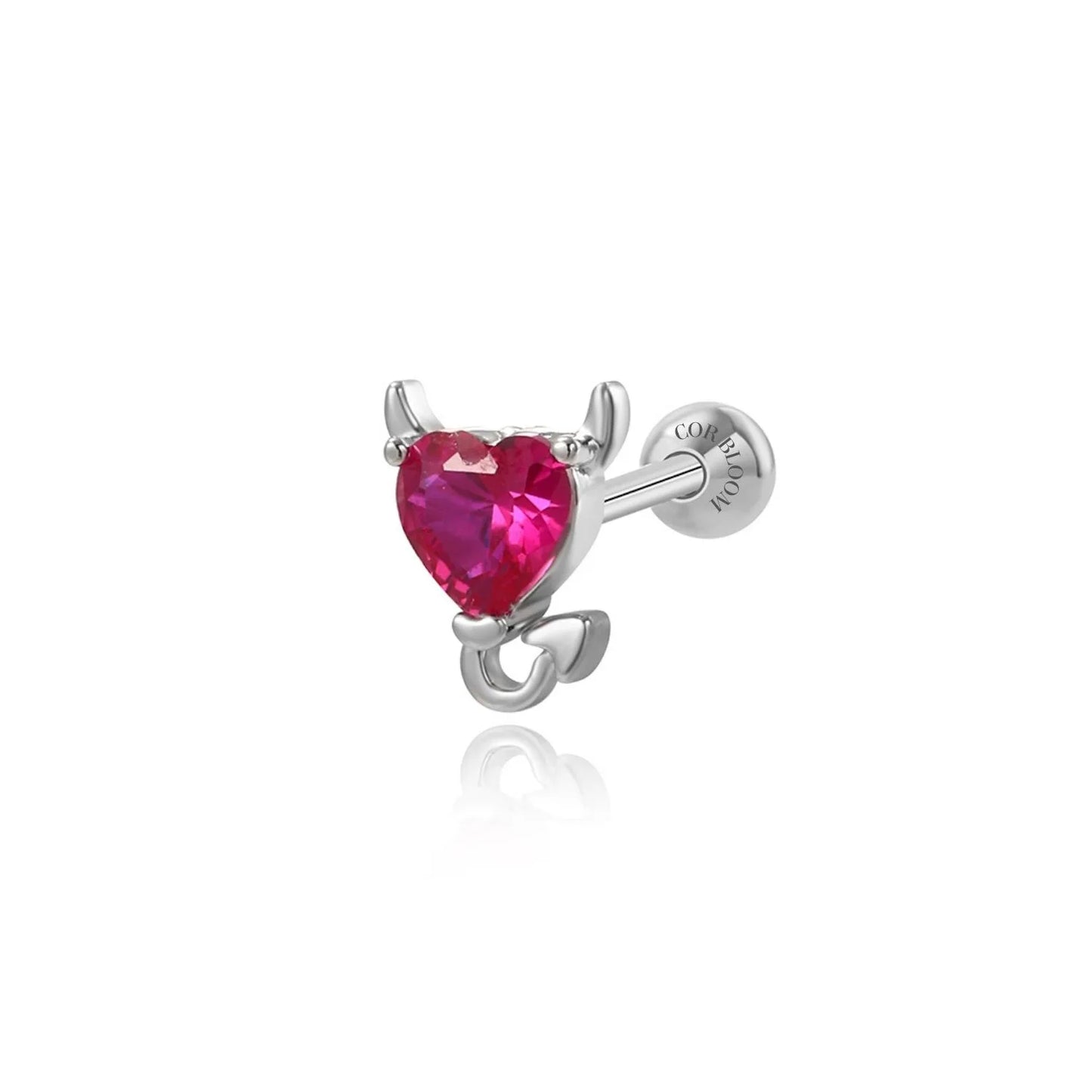 Little Ruby Evil Heart Screw Back Stud Earring