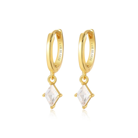 Alaia White Crystal Kite Hoop Earrings