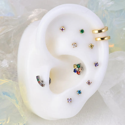 Titanium Multicolor Flower Flat Back Stud