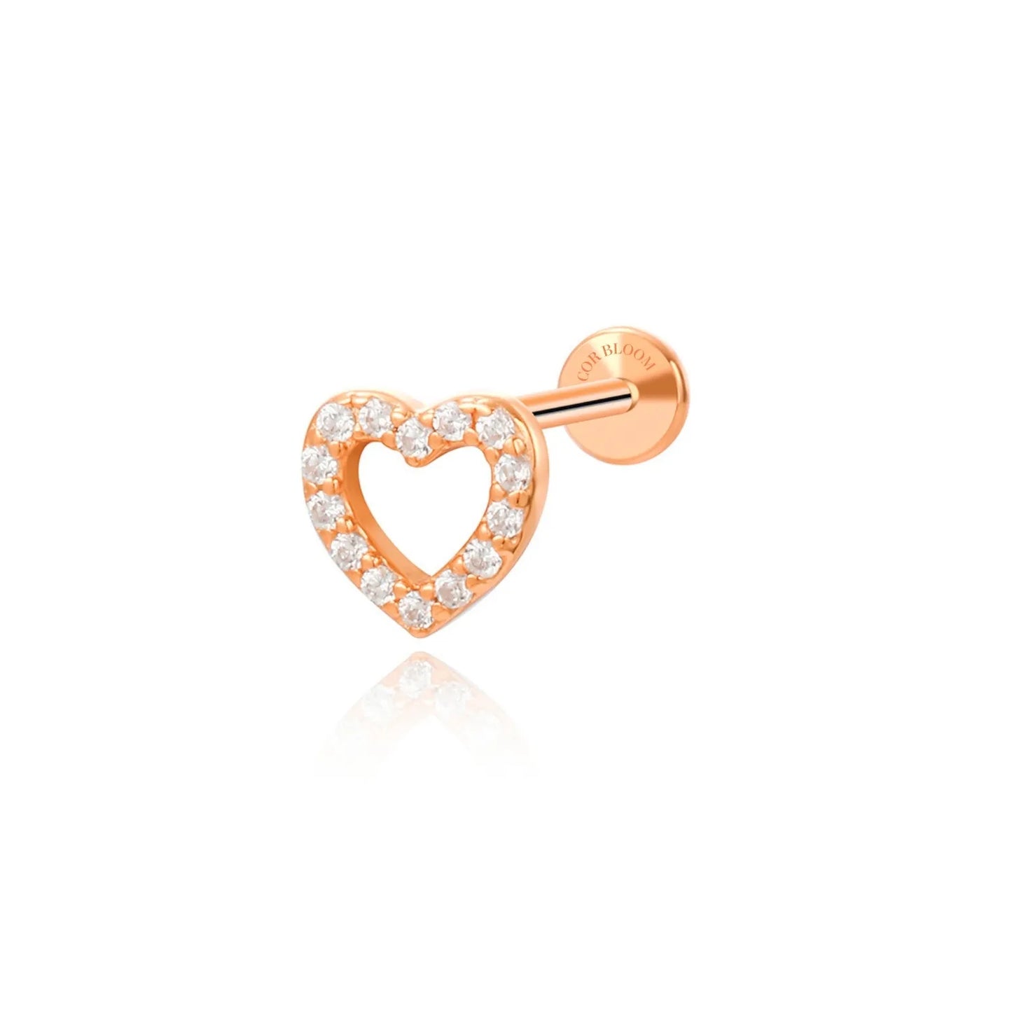 Titanium Pavé Heart Flat Back Piercing Stud