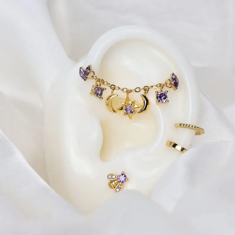 Iyla Amethyst Guiding Star & Crescent Moon Chain Attachment