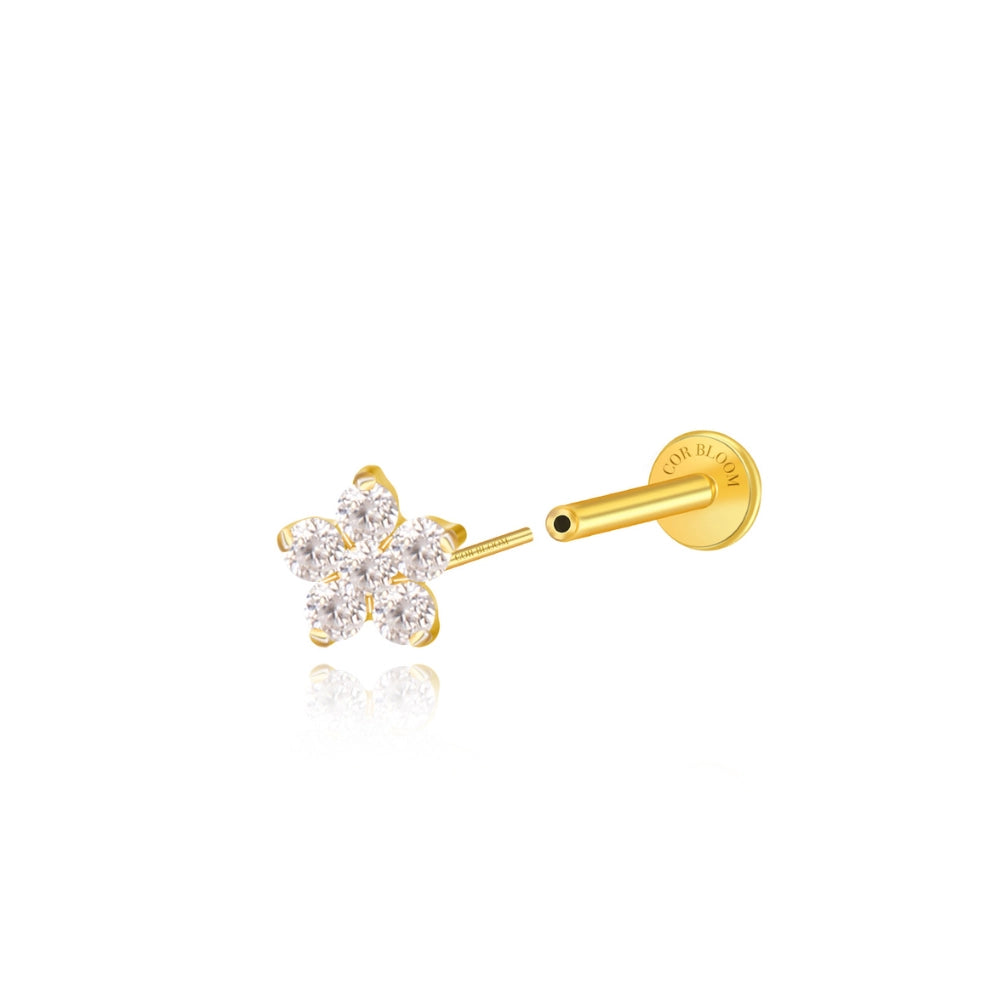 Titanium Nova Flower Stud - Vertical Helix