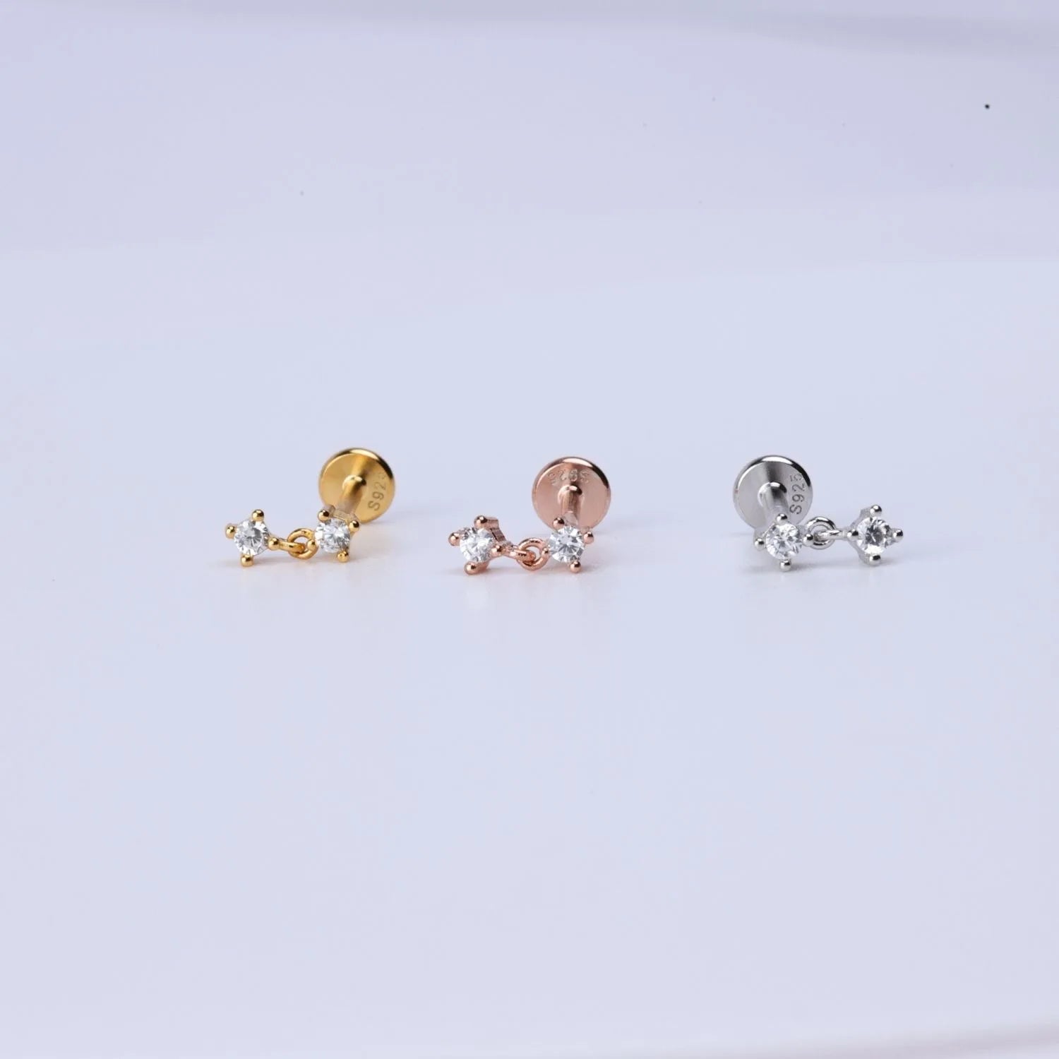 Mini Dangle Duo CZ Flat Back Stud