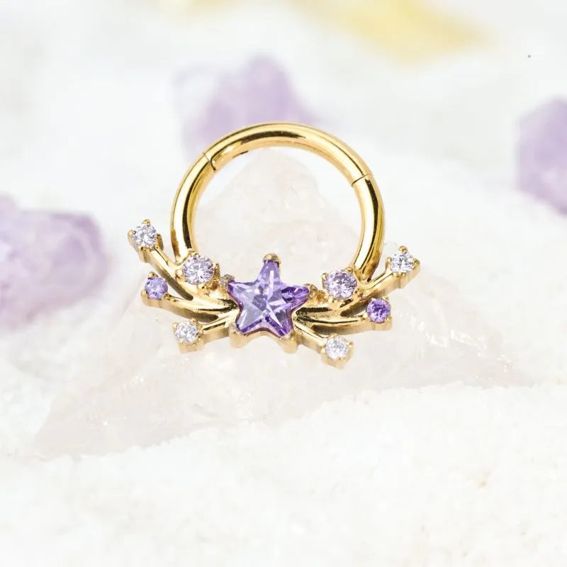 Titanium Sparkling Celestine Star Clicker - Amethyst