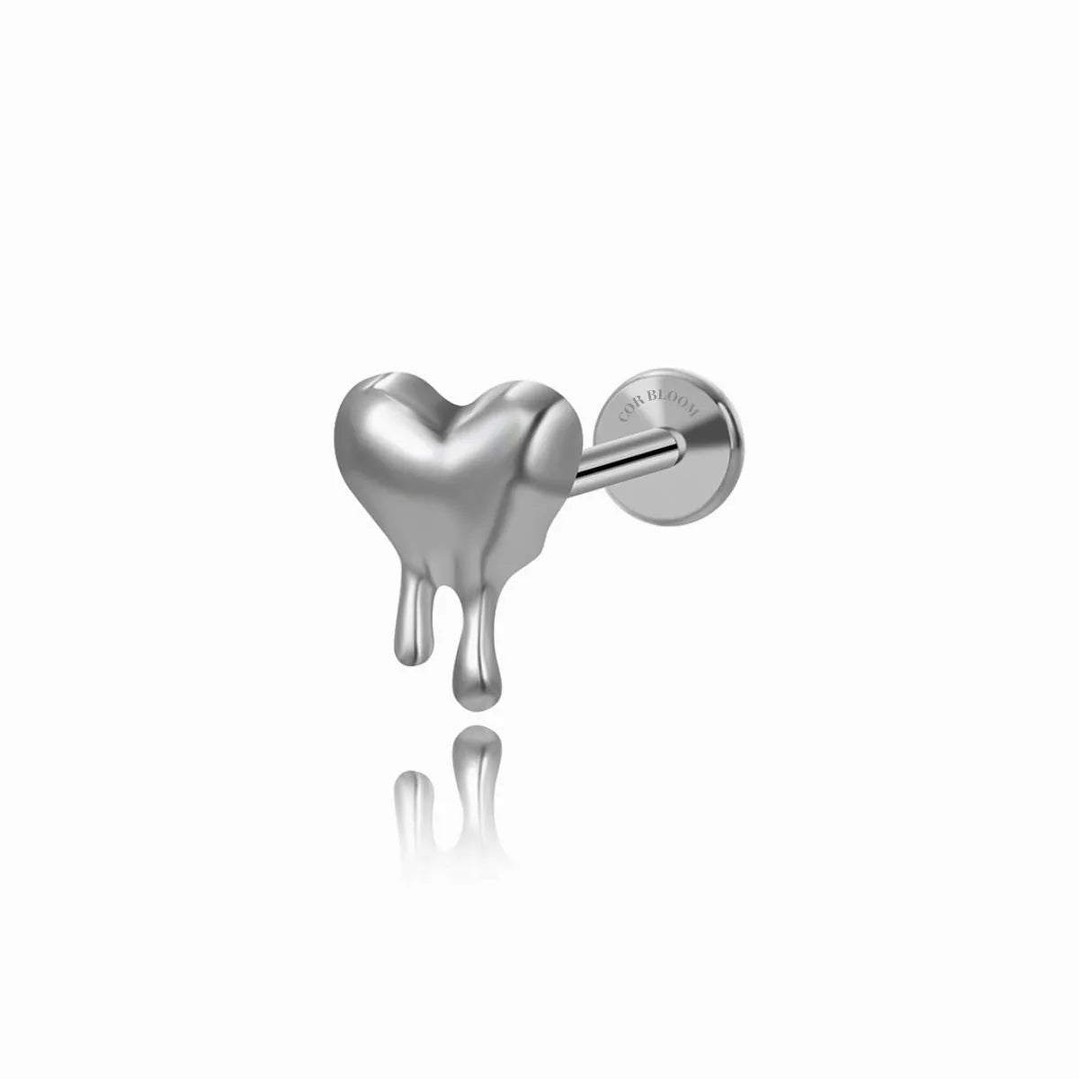 Titanium Dripping Heart Flat Back Stud