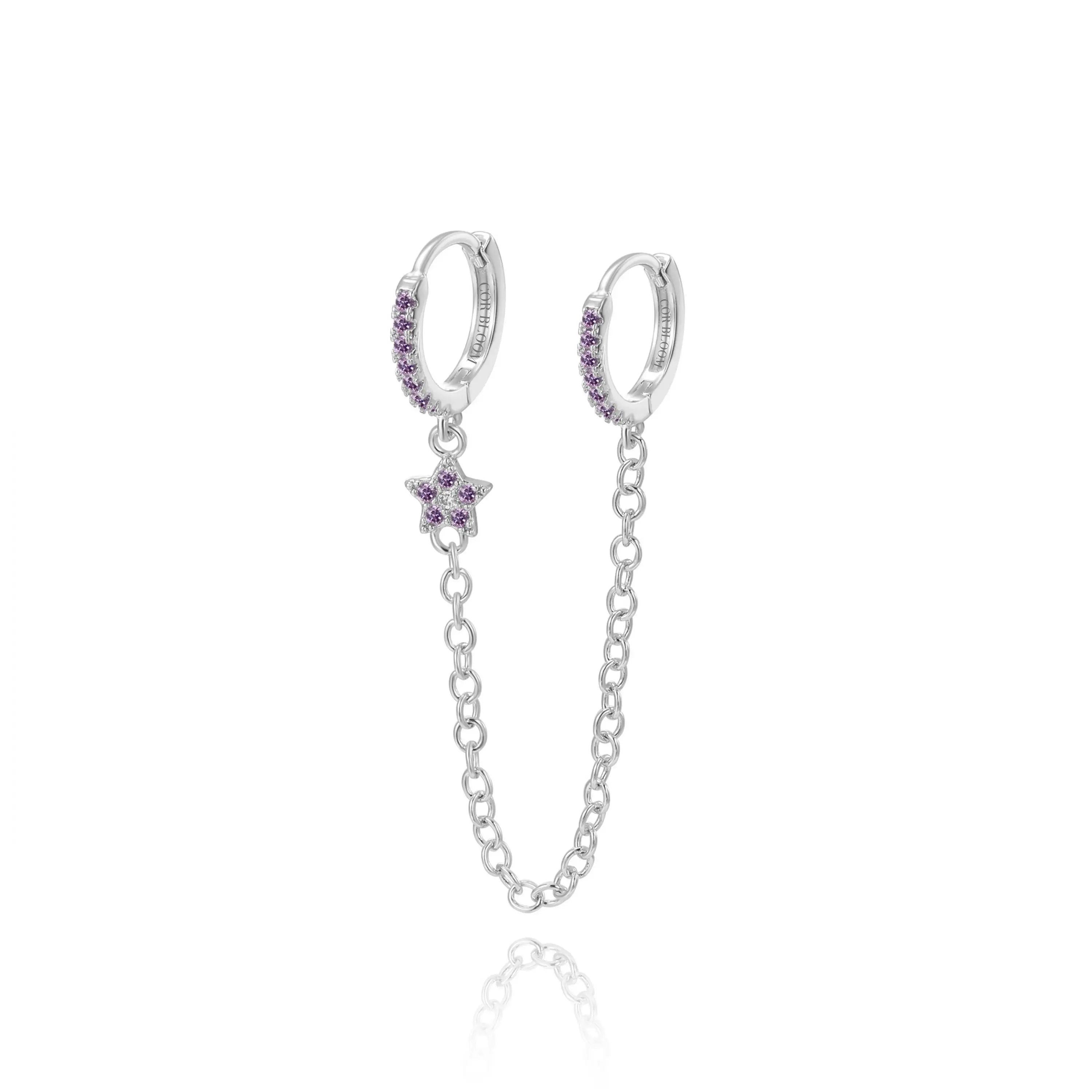 Aleena Pave Star Chain Earring - Dark Iridescent