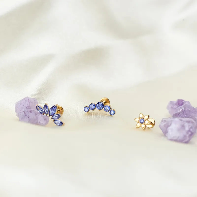 Titanium Aphrodite Tanzanite Crown Push Pin Stud