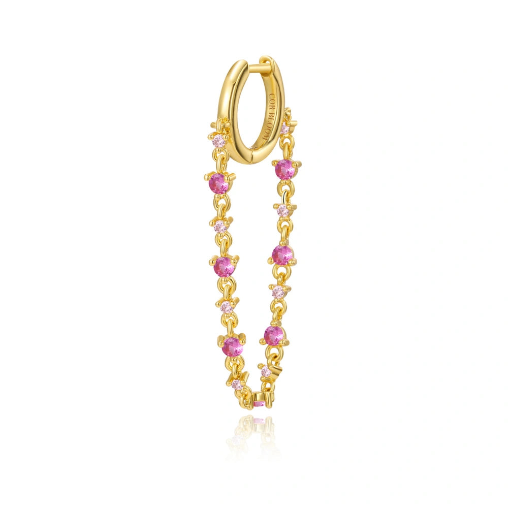 Livia Ruby Dangling Chain Hoop Earring