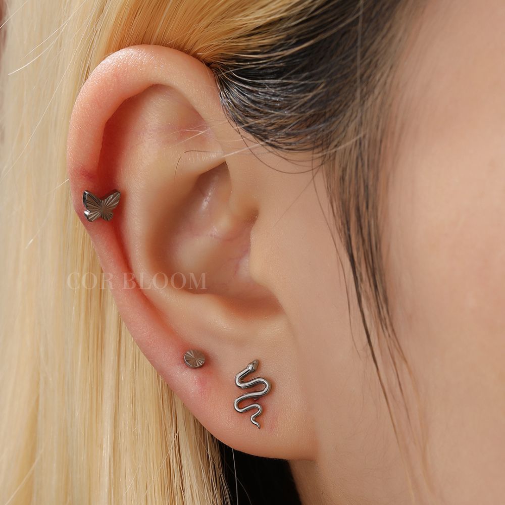 Titanium Elektra Snake Flat Back Stud