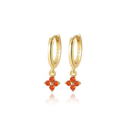 Alaiya Orange Red Four-Leaf Clover Hoop Earrings