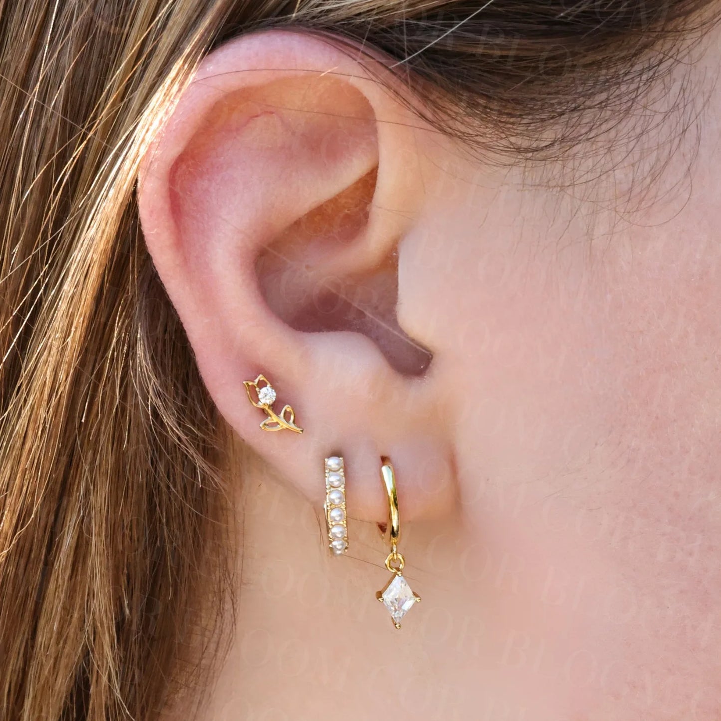 Titanium Kiara Crystal Climbing Flower Piercing Stud