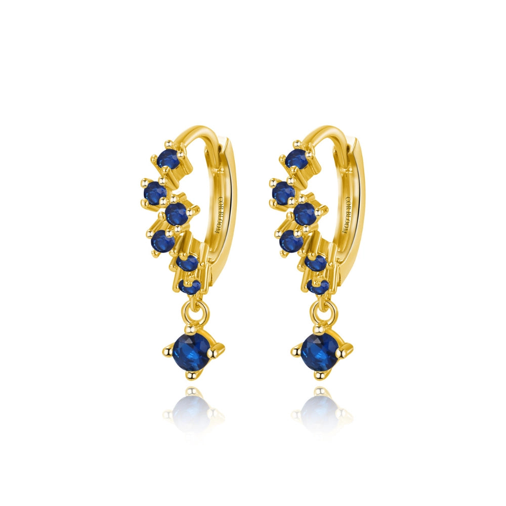 Nia Bling Cluster Hoops - Blue Sapphire