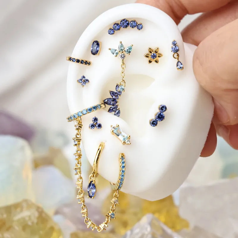 Titanium Aphrodite Tanzanite Crown Push Pin Stud