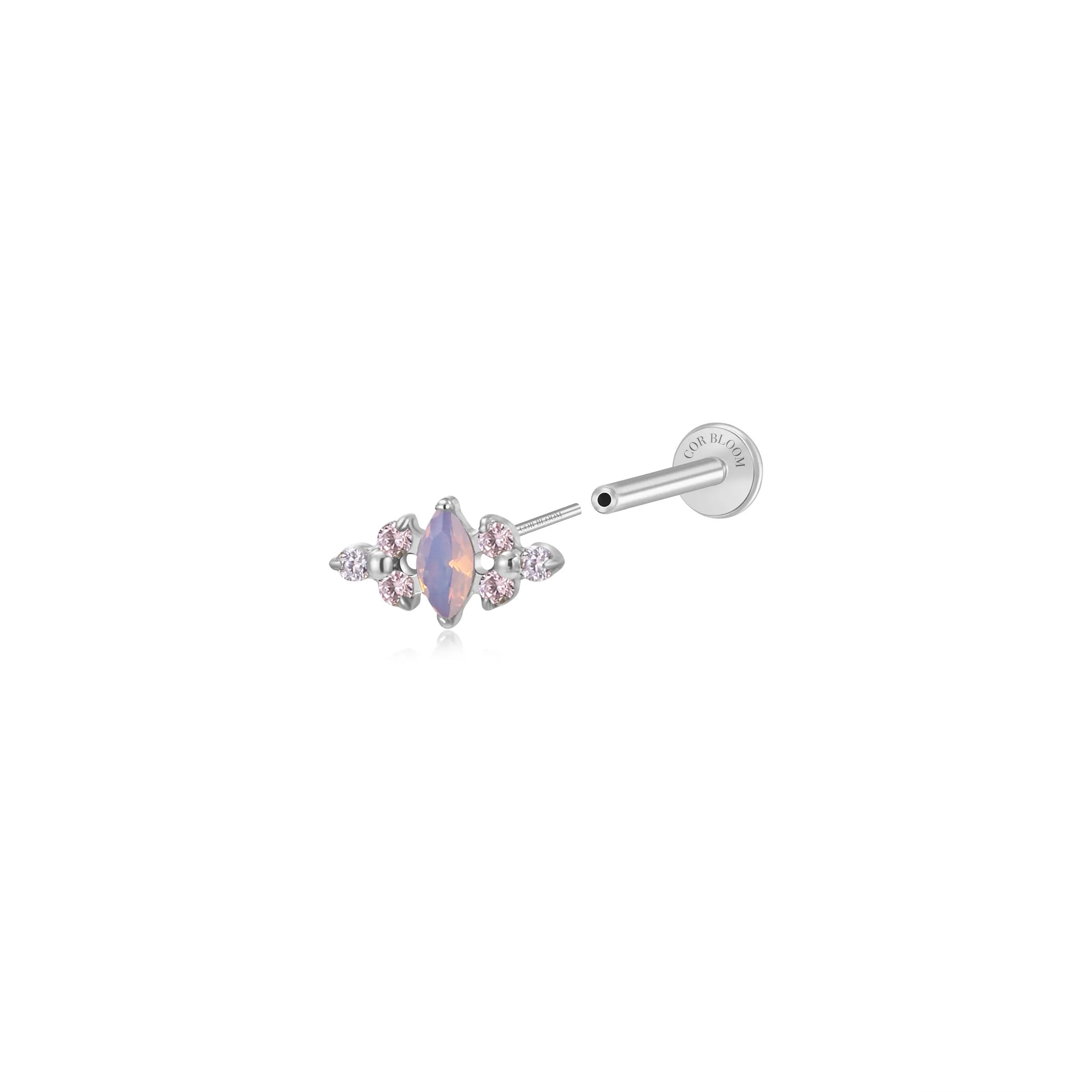 Titanium Aniyah Marquise Moonstone Crown Flat Back Stud