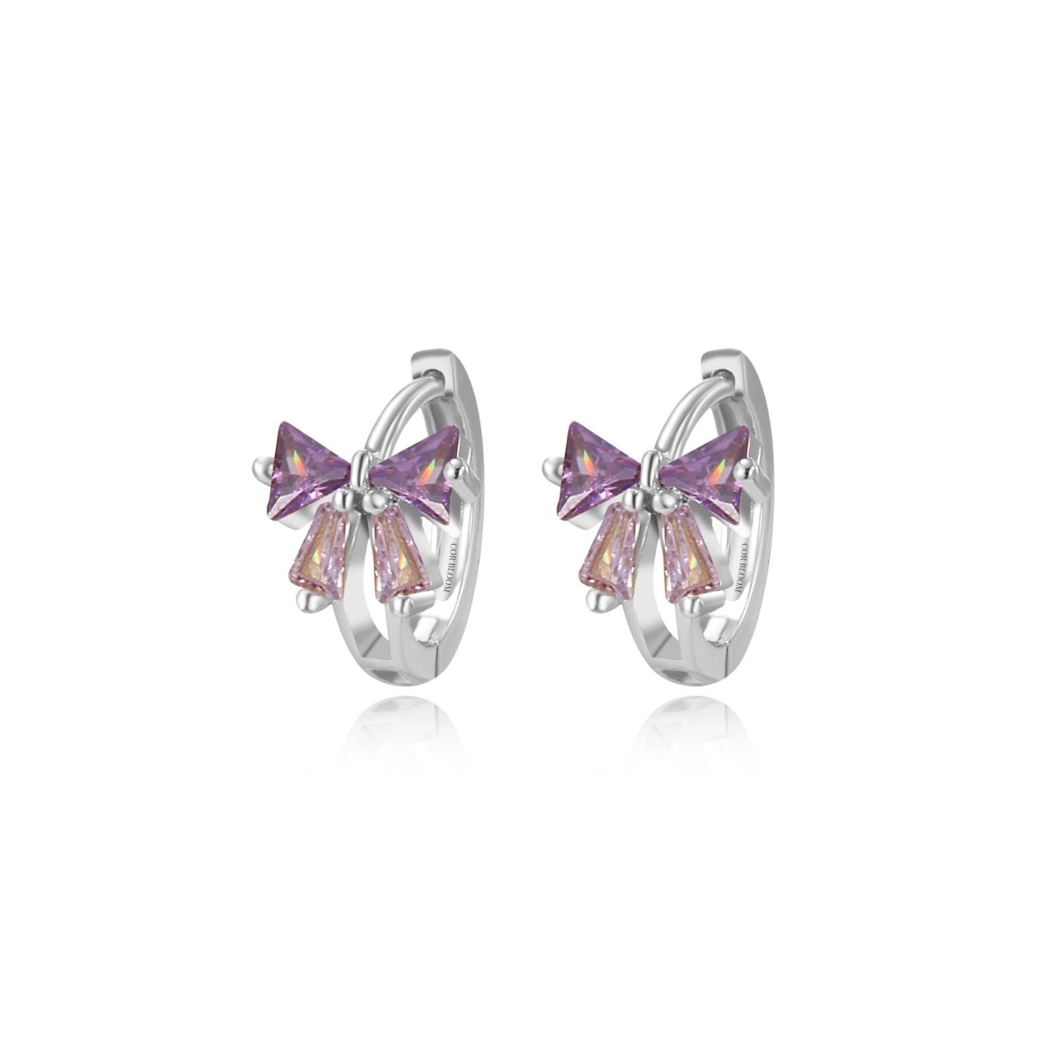 Yelena Amethyst Bow Hoop Earrings