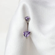 Titanium Simple Heart Belly Ring - Amethyst